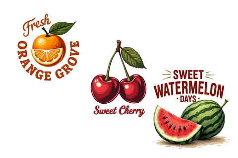 Retro Summer Fruits PNG Bundle | Vintage Fruit Sublimation Designs, Hand Drawn Citrus & Berry Summer Shirt Graphics Sublimation FloridPrintables 