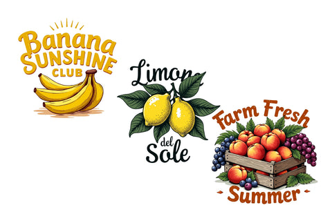 Retro Summer Fruits PNG Bundle | Vintage Fruit Sublimation Designs, Hand Drawn Citrus & Berry Summer Shirt Graphics Sublimation FloridPrintables 