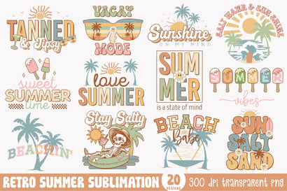 Retro Summer PNG Sublimation Bundle Sublimation CraftLabSVG 