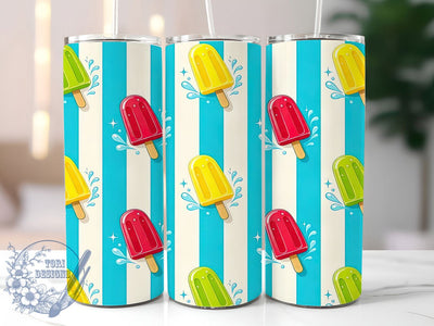 Retro Summer Popsicle Splash 20oz Tumbler, Retro Popsicle, Summer Splash, Fun Theme, Sublimation Wrap, 20oz Tumbler, Vibrant Aesthetic, Cool Design Sublimation ToriDesigns 