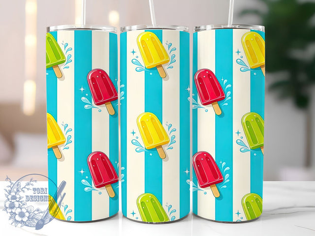 Retro Summer Popsicle Splash 20oz Tumbler, Retro Popsicle, Summer Splash, Fun Theme, Sublimation Wrap, 20oz Tumbler, Vibrant Aesthetic, Cool Design Sublimation ToriDesigns 