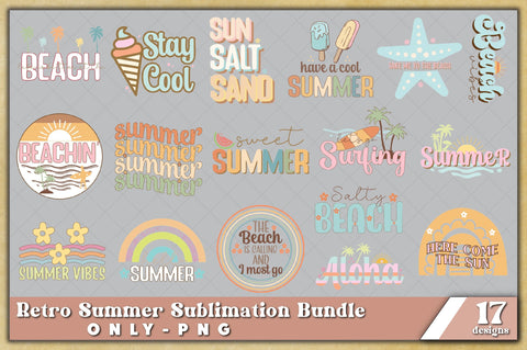 Retro Summer Sublimation Bundle, Beach Vibes 17 - Designs Sublimation Jagonath Roy 