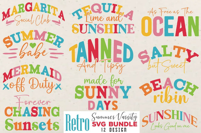 Retro Summer Varsity svg Bundle SVG Angelina750 