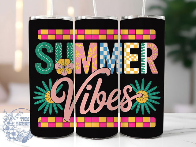 Retro Summer Vibes 20oz Tumbler, Vintage Beach Wrap, 20oz Skinny Tumbler, Summer Vibes PNG, 70s Style Beach Sublimation, Groovy Summer Art, Retro Coastal Graphic, Vibrant Summer Design Sublimation ToriDesigns 
