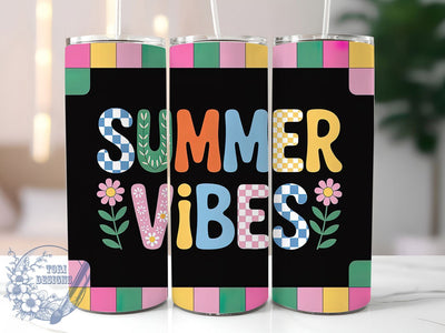 Retro Summer Vibes 20oz Tumbler, Vintage Beach Wrap, 20oz Skinny Tumbler, Summer Vibes PNG, 70s Style Beach Sublimation, Groovy Summer Art, Retro Coastal Graphic, Vibrant Summer Design Sublimation ToriDesigns 