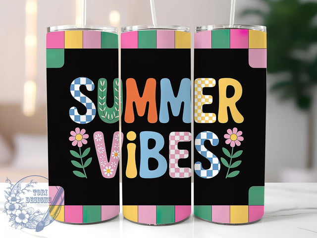 Retro Summer Vibes 20oz Tumbler, Vintage Beach Wrap, 20oz Skinny Tumbler, Summer Vibes PNG, 70s Style Beach Sublimation, Groovy Summer Art, Retro Coastal Graphic, Vibrant Summer Design Sublimation ToriDesigns 