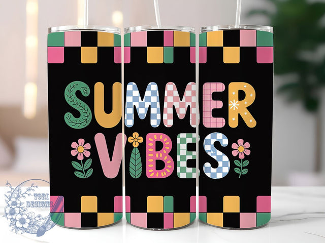 Retro Summer Vibes 20oz Tumbler, Vintage Beach Wrap, 20oz Skinny Tumbler, Summer Vibes PNG, 70s Style Beach Sublimation, Groovy Summer Art, Retro Coastal Graphic, Vibrant Summer Design Sublimation ToriDesigns 