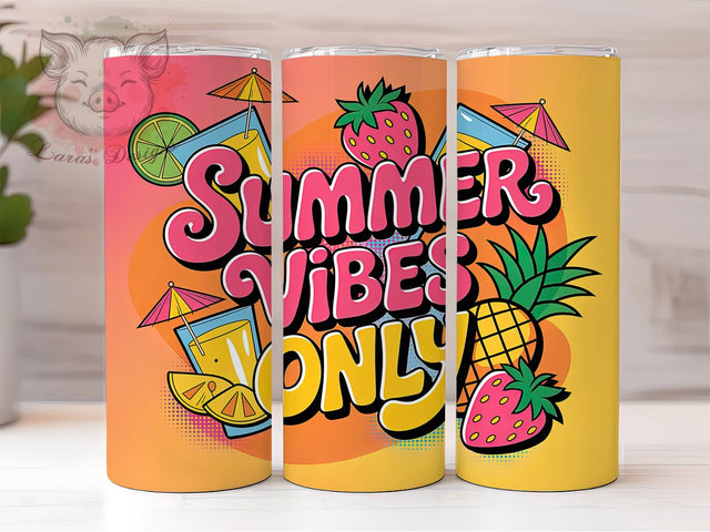 Retro Summer Vibes 20oz Tumbler Wrap, Summer Vibes Only, Beach Sublimation PNG, Retro Summer Design, 20oz Tumbler Wrap, Tropical Summer Vibes, Funny Summer Quote Sublimation Lara' s Designs 