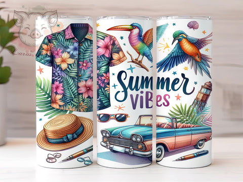 Retro Summer Vibes Beach 20oz Tumbler Png, Straight & Tapered Tumbler Png, Summer Vibes Tumbler Png, Digital Download PNG Sublimation Lara' s Designs 