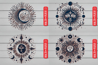 Retro Sun and Mystical Magic Moon Bundle SVG MD JOYNAL ABDIN 