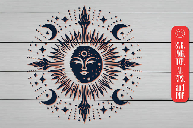 Retro Sun and Mystical Magic Moon SVG MD JOYNAL ABDIN 