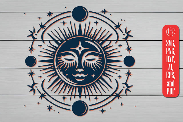 Retro Sun and Mystical Magic Moon SVG MD JOYNAL ABDIN 