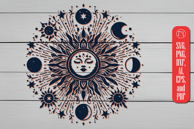 Retro Sun and Mystical Magic Moon SVG MD JOYNAL ABDIN 