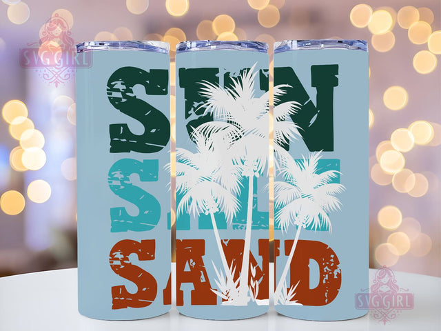 Retro Sun Salt Sand Beach Palm Trees 20oz Tumbler Wrap Sublimation Design, Straight Tapered Tumbler Wrap, Beach Palm Trees Tumbler Png, Instant Digital Download Sublimation SvggirlplusArt 