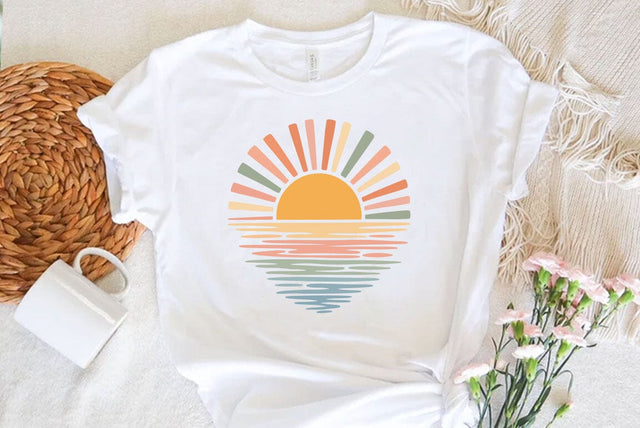 Retro Sunset Bella Canvas Shirt, Unisex Summer Tee, Sunset SVG, Sunset Graphics SVG FiveStarCrafting 