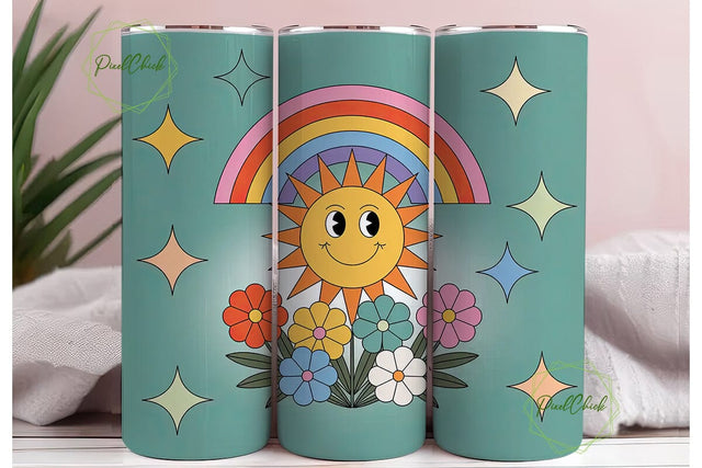 Retro Sunshine 20oz Tumbler Wrap Sublimation PixelChick 