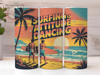 Retro Surfing Life 20oz Tumbler, Surfing Life, Inspirational Quote, Tumbler Wrap, Sublimation Design, Beach Vibes, 20oz Tumbler Sublimation Lara' s Designs 