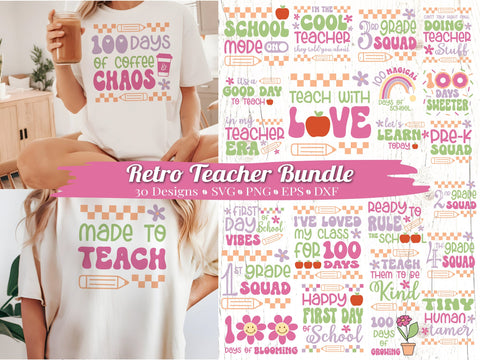 Retro Teacher Bundle SVG Caffeinated SVGs 