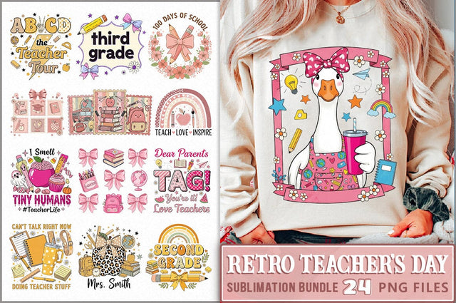 Retro Teacher's Day PNG Bundle Sublimation Shetara Begum 