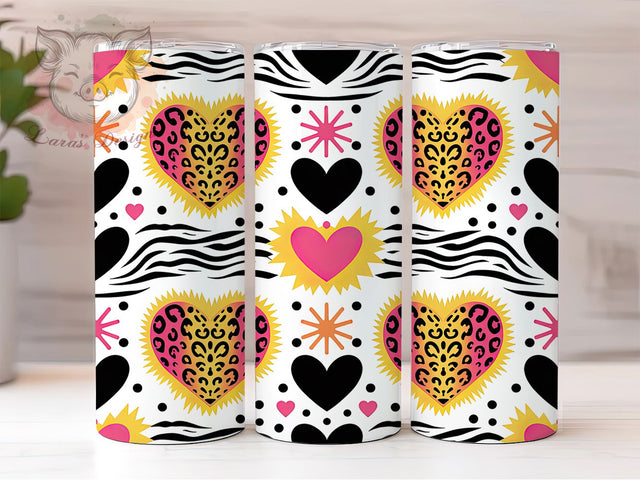 Retro Tie Dye Leopard Heart Tumbler, Tie Dye, Colorful Wrap, Sublimation Art, 20oz Tumbler, Love Theme, Retro Design Sublimation Lara' s Designs 