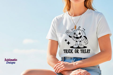 Retro Trick or Treat Halloween Pumpkin SVG SVG Sublimatiz Designs 