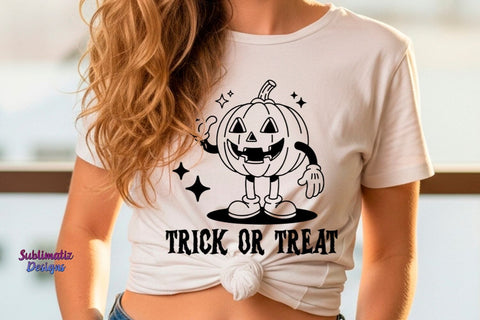 Retro Trick or Treat Halloween Pumpkin SVG SVG Sublimatiz Designs 