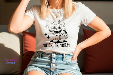 Retro Trick or Treat Halloween Pumpkin SVG SVG Sublimatiz Designs 