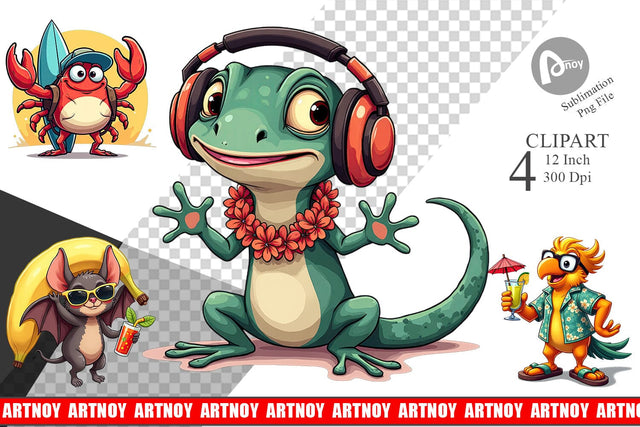 Retro Tropic Quirks Clipart Sublimation artnoy 