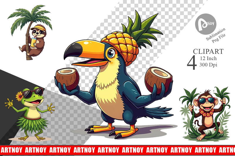 Retro Tropic Quirks Clipart Sublimation artnoy 