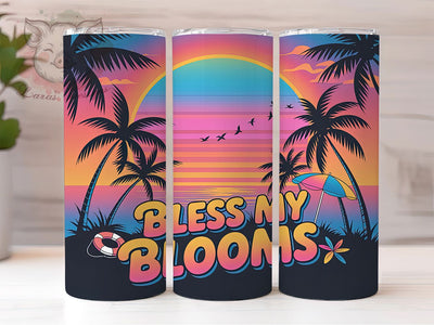 Retro Tropical Sunset 20oz Tumbler, Retro Tropical Sunset, 1980s Vaporwave Style, Sublimation Tumbler Wrap, 20oz Tumbler, Fun Summer Gift, Bold Coastal Graphic Sublimation Lara' s Designs 
