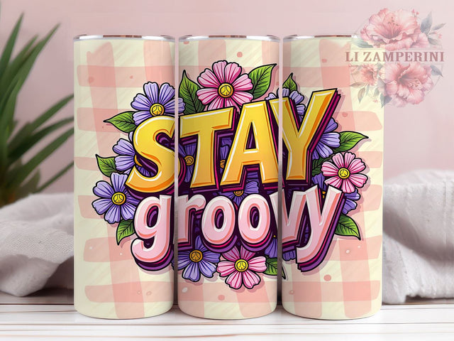 Retro Tumbler Design, Stay Groovy Tumbler, 70s Vintage Tumbler, 20oz Tumbler, Sublimation PNG, Hippie Style Drinkware, Colorful Retro Design Sublimation Li Zamperini 