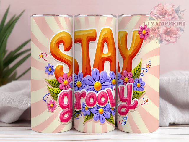 Retro Tumbler Design, Stay Groovy Tumbler, 70s Vintage Tumbler, 20oz Tumbler, Sublimation PNG, Hippie Style Drinkware, Colorful Retro Design Sublimation Li Zamperini 