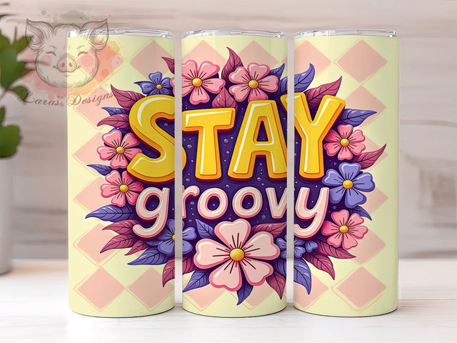 Retro Tumbler Wrap, Stay Groovy Design, 70s Vintage Tumbler, Sublimation PNG, 20oz Tumbler, Hippie Gift, Colorful Tumbler Sublimation Lara' s Designs 