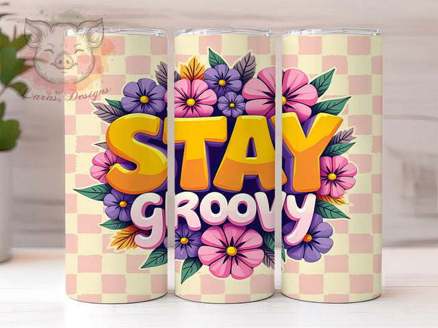 Retro Tumbler Wrap, Stay Groovy Design, 70s Vintage Tumbler, Sublimation PNG, 20oz Tumbler, Hippie Gift, Colorful Tumbler Sublimation Lara' s Designs 