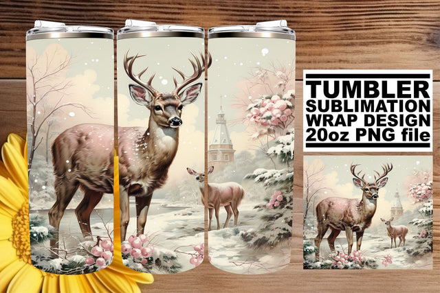 Retro Tumbler Wrap - Watercolor Christmas 20oz Sublimation Sublimation afrosvg 