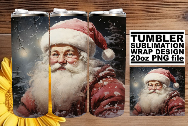Retro Tumbler Wrap - Watercolor Christmas 20oz Sublimation Sublimation afrosvg 