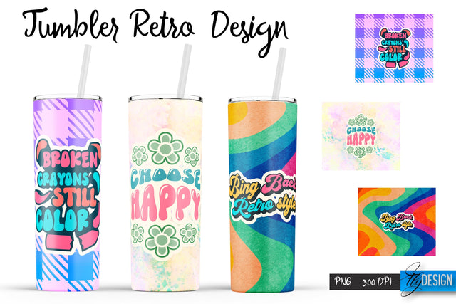 Retro Tumblers | Hippie 20 Oz Tumbler| Tumbler Wrap Templates v.1 Sublimation Fly Design 