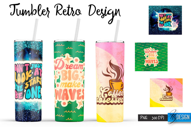 Retro Tumblers | Hippie 20 Oz Tumbler| Tumbler Wrap Templates v.1 Sublimation Fly Design 