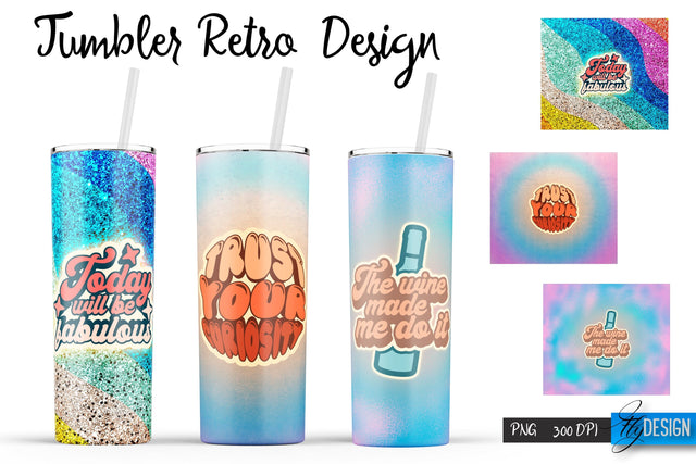Retro Tumblers | Hippie 20 Oz Tumbler| Tumbler Wrap Templates v.2 Sublimation Fly Design 