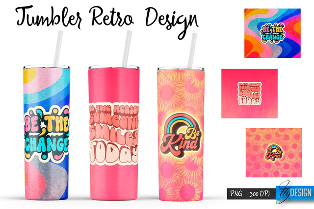 Retro Tumblers | Hippie 20 Oz Tumbler| Tumbler Wrap Templates v.2 Sublimation Fly Design 
