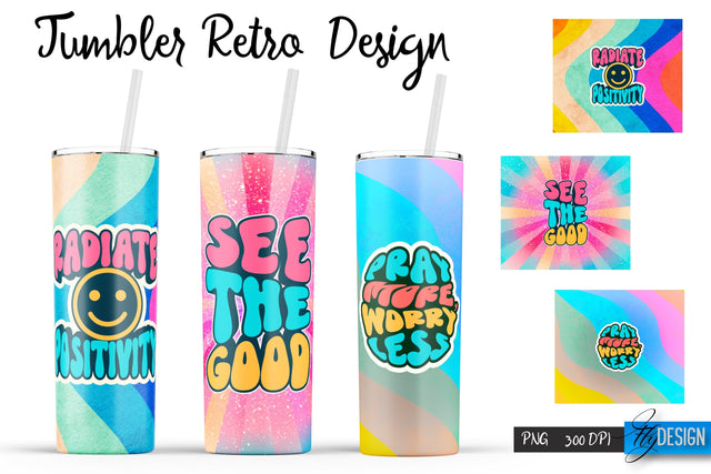 Retro Tumblers | Hippie 20 Oz Tumbler| Tumbler Wrap Templates v.2 Sublimation Fly Design 