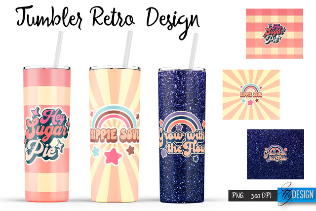 Retro Tumblers | Hippie 20 Oz Tumbler| Tumbler Wrap Templates v.2 Sublimation Fly Design 