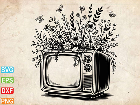 Retro TV SVG, Vintage Television Clipart, Television Outline SVG Creativeart88 