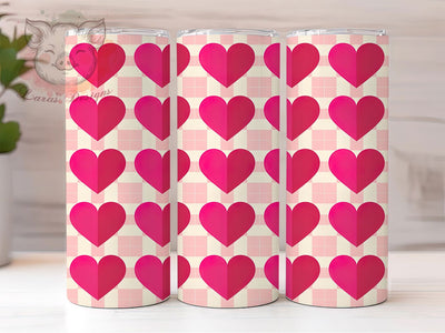 Retro Valentine Checkerboard Tumbler, Checkerboard Pattern, Valentine's Day, Sublimation Art, 20oz Tumbler, Love Theme, Vintage Sublimation Lara' s Designs 