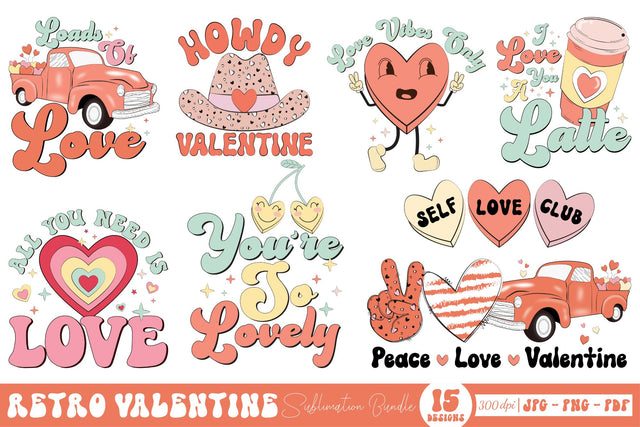 Retro Valentine PNG Sublimation Bundle Sublimation CraftLabSVG 