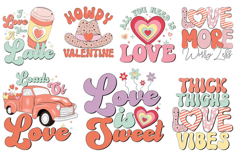 Retro Valentine PNG Sublimation Bundle Sublimation CraftLabSVG 