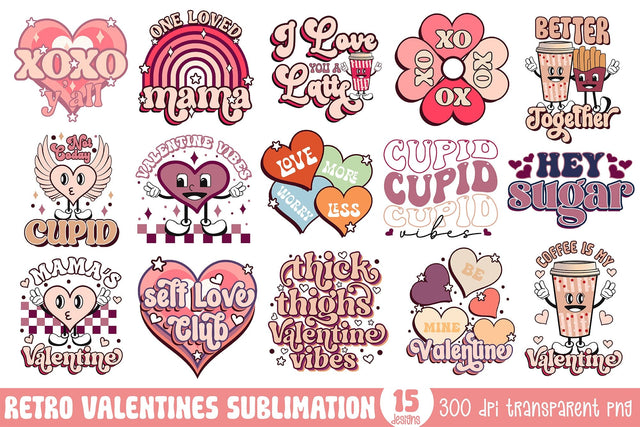 Retro Valentine Sublimation Bundle Vol.2 Sublimation CraftLabSVG 