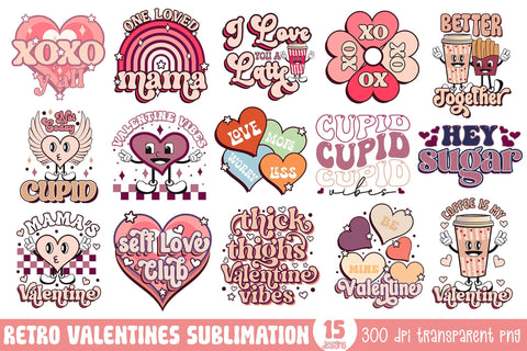 Retro Valentine Sublimation Bundle Vol.2 Sublimation CraftLabSVG 