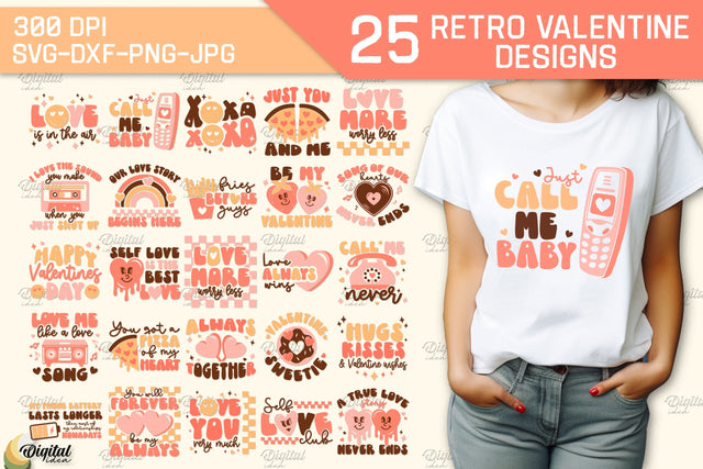 Retro Valentine SVG Bundle. Retro T Shirt Designs. Love SVG SVG Evgenyia Guschina 