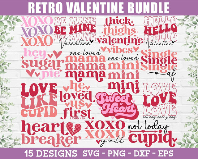 Retro Valentine SVG Bundle - Valentine's Day SVG, Valentine Shirt SVG, Valentine Sublimation PNG, Valentine's Day PNG SVG GraphicsTreasures 